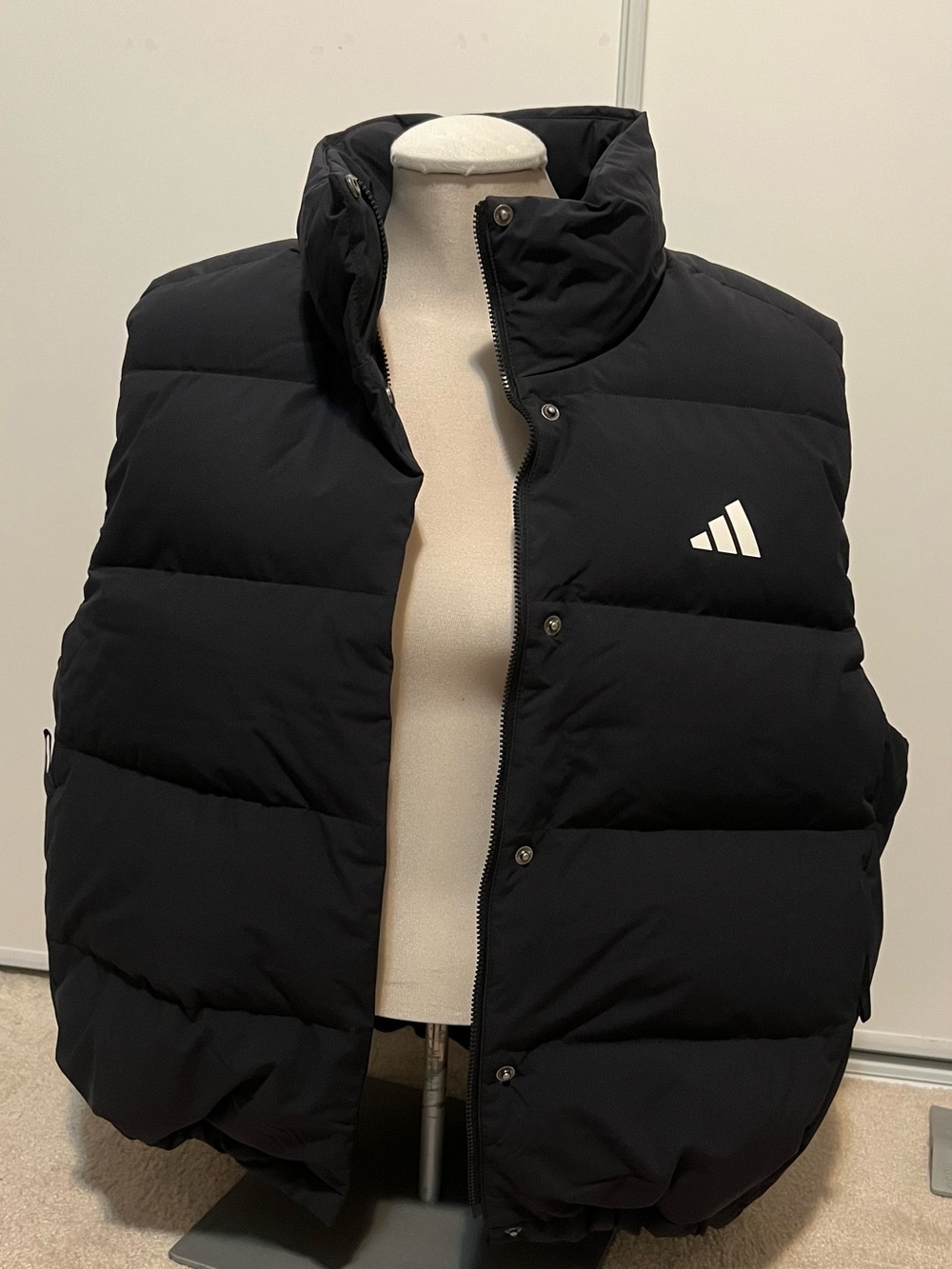 adidas Black Puffer Helionic Vest with High Collar and Logo JN2090